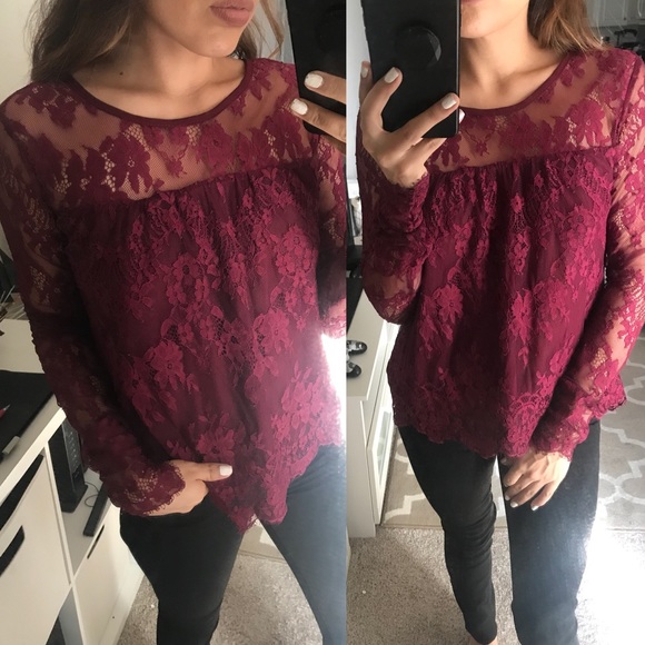 Tops - Burgundy Lace top Tops - Burgundy Lace top